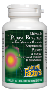 Papaya Enzymes with Amylase and Bromelain - 60chewables - Natural Factors - Health & Body Nutrition