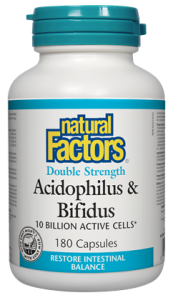 Acidophilus & Bifidus 10 Billion Active Cells 180caps · Double Strength - Natural Factors - Health & Body Nutrition