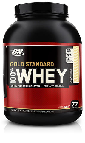 Gold Standard 100% Whey Protein-Optimum Nutrition-5LB-Vanilla Ice Cream - Health & Body Nutrition