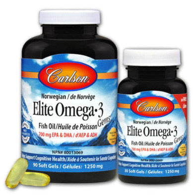 Norwegian Elite Omega 3 - 700mg EPA & DHA - 90+30gels - Carlson - Health & Body Nutrition 