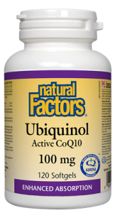 Ubiquinol Active CoQ10 - 100mg - 120gels - Natural Factors - Health & Body Nutrition 