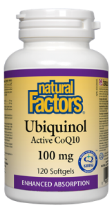 Ubiquinol Active CoQ10 - 100mg - 120gels - Natural Factors - Health & Body Nutrition