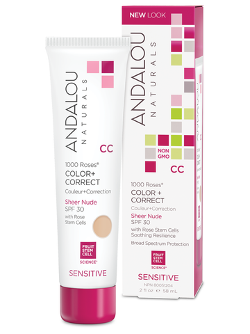1000 Roses Color + Correct Sheer Nude SPF 30-58ml- Andalou Naturals - Health & Body Nutrition