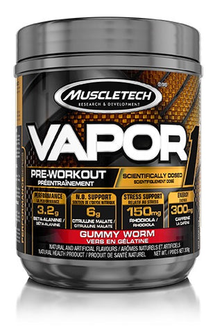 Vapor Pre-Workout - Gummy Worm Flavour 304g - Muscletech - Health & Body Nutrition