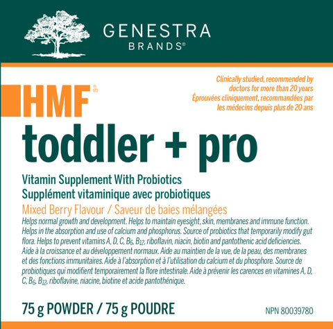 HMF Toddler + Pro Vitamin Supplement with Probiotics - Mixed Berry Flavour - 60g - Genestra - Health & Body Nutrition
