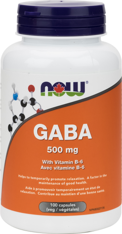 Gaba With B6 - 500mg - 100vcaps - Now - Health & Body Nutrition