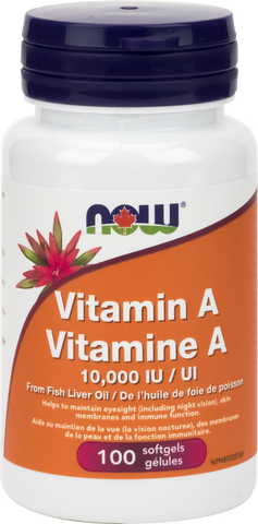 Vitamin A - 10,000IU - 100gels - Now - Health & Body Nutrition