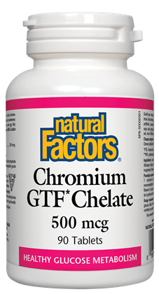 Chromium GTF Chelate 500 mcg - 90tabs - Natural Factors - Health & Body Nutrition 