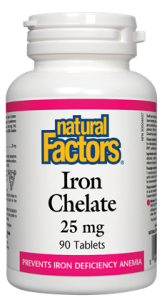 Iron Chelate 25 mg - 90tabs - Natural Factors - Health & Body Nutrition 