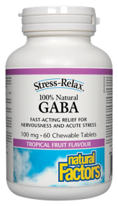 GABA 100 mg - 60 Chewable Tablets - Tropical Fruit Flavour-Natural Factors - Health & Body Nutrition 