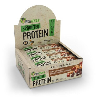 Sprouted Protein Bar - Peanut Chocolate Chip - 64g - Iron Vegan - Health & Body Nutrition 