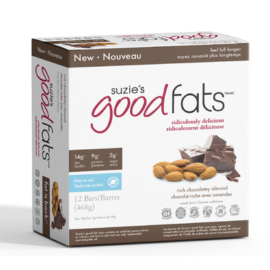 Suzie’s Good Fats - Rich Chocolatey Almond - Box of 12 Bars - Health & Body Nutrition 