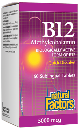 B12 Methylcobalamin - 5000 mcg - 60tabs - Natural Factors - Health & Body Nutrition 