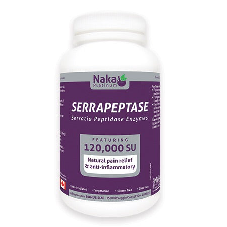 Naka Serrapeptase 120000SU- Bonus Size - 150vcaps- Naka Platinum - Health & Body Nutrition 