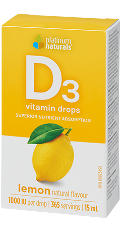 D3 Vitamin Drops - 1000IU - 365 Servings - Lemon - Platinum Naturals - Health & Body Nutrition 