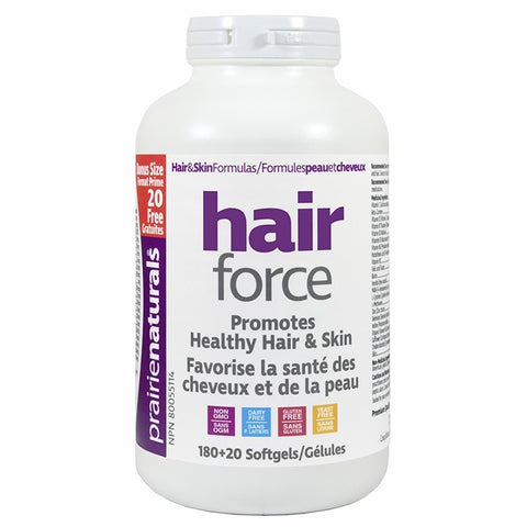 Hair Force - 180 softgels + 20 softgels - Bonus Size - Prairie Naturals - Health & Body Nutrition 