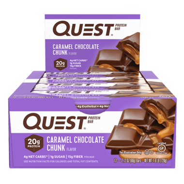 Quest Protein Bars Caramel Chocolate Chunk - Box of 12 Bars - Health & Body Nutrition 