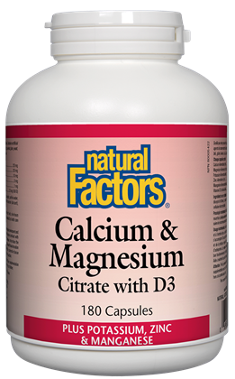 Calcium & Magnesium Citrate With D3 - 180caps - Natural Factors - Health & Body Nutrition 