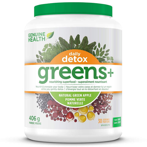Greens+ Daily Detox - Genuine Health - Natural Green Apple- 406g - Health & Body Nutrition 