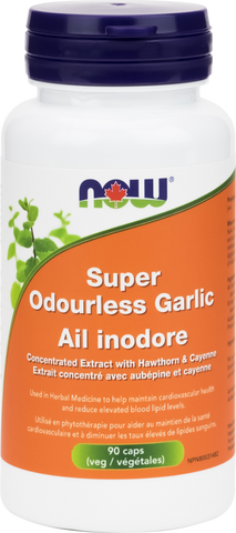 Super Odourless Garlic With Hawthorn & Cayenne - 90vcaps - Now - Health & Body Nutrition 