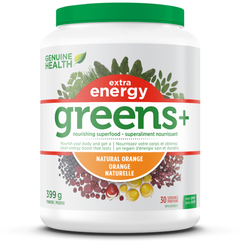 Greens+ Extra Energy - Natural Orange Flavour - 399g - Genuine Health - Health & Body Nutrition 