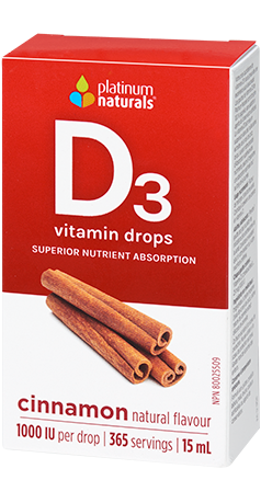 D3 Vitamin Drops - 1000IU - 365 Servings - Cinnamon - Platinum Naturals - Health & Body Nutrition 