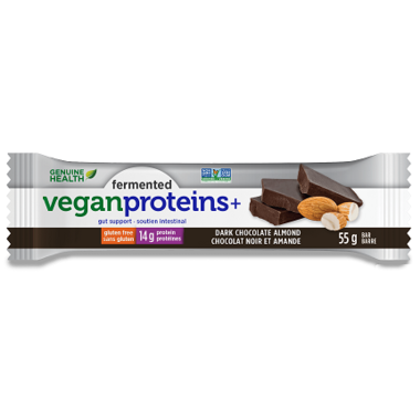 Fermented Vegan Proteins+ Bars - Dark Chocolate Almond - Genuine Health - Health & Body Nutrition 