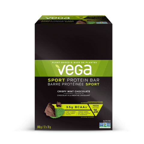 Sport Protein Bar - Box (12x70g) - Crispy Mint Chocolate - Vega - Health & Body Nutrition 