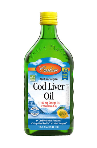 Norwegian Cod Liver Oil - Lemon Flavour - 500ml - Carlson - Health & Body Nutrition 