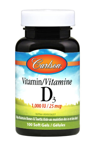 Vitamin D3 1000IU - 250gels - Carlson - Health & Body Nutrition 
