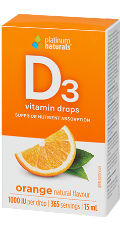 D3 Vitamin Drops - 1000IU - 365 servings - Orange - Platinum Naturals - Health & Body Nutrition 