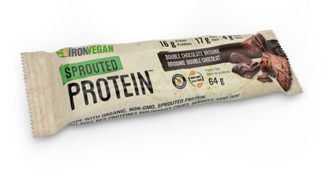 Sprouted Protein Bar Double Chocolate Brownie - 64g - Iron Vegan - Health & Body Nutrition 