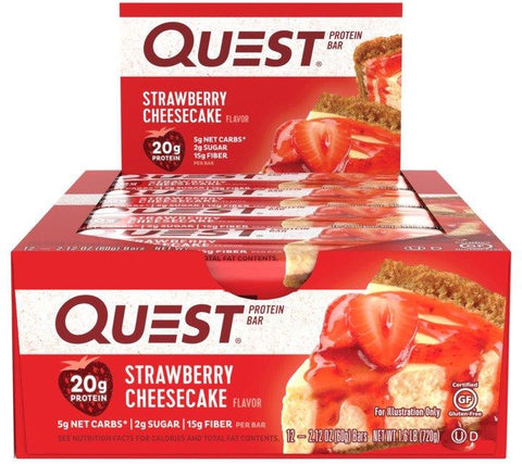 Quest Protein Bars Strawberry Cheesecake - Box of 12 Bars - Health & Body Nutrition 