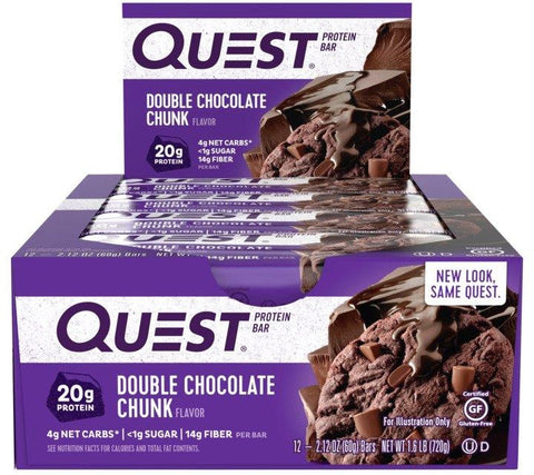 Quest Protein Bars Double Chocolate Chunk - Box of 12 Bars - Health & Body Nutrition 