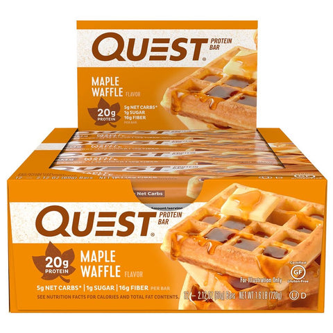Quest Protein Bars Maple Waffle - Box of 12 Bars - Health & Body Nutrition 
