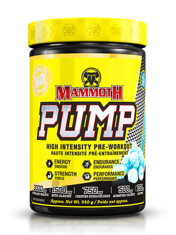 Mammoth Pump Pre-Workout - Blue Raspberry 540g - Mammoth Mass - Health & Body Nutrition 