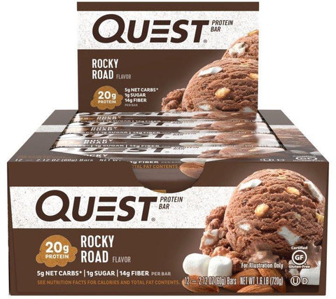 Quest Protein Bars Rocky Road - Box of 12 Bars - Health & Body Nutrition 